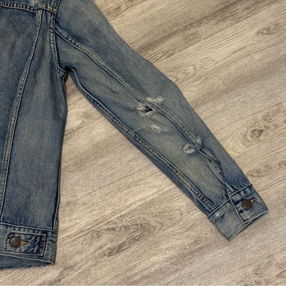 NEW ABLE Merly Wash Denim Jacket Distressed Blue Jean Cotton Jacket Small -$165 - Picture 10 of 14